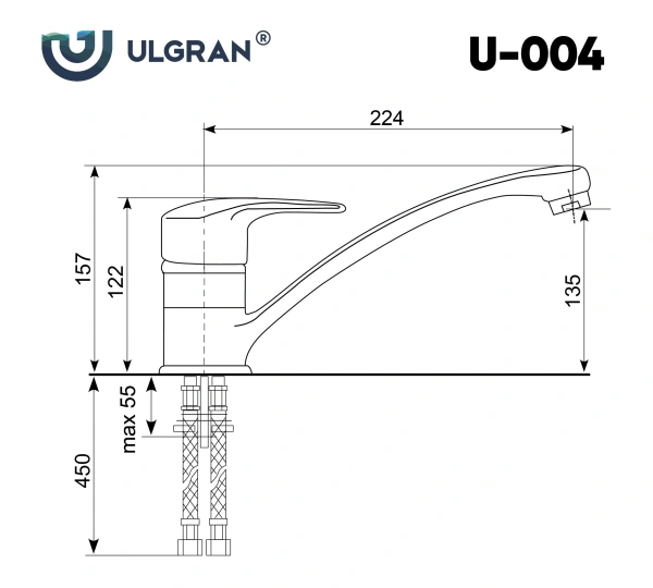 Смеситель для кухни Ulgran U-004-343 антрацит фото в интернет-магазине «Wasser-Haus.ru»