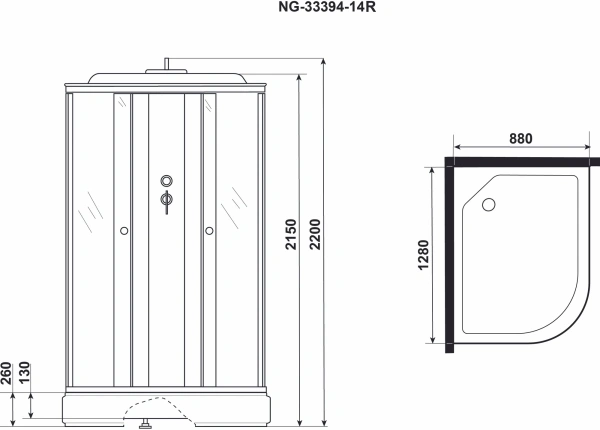 Душевая кабина Niagara Classic NG-33394-14R 130x90 см фото в интернет-магазине «Wasser-Haus.ru»