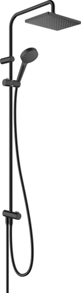 Душевой комплект Смеситель Hansgrohe Vivenis 75420670 матовый черный + Стойка Vernis Shape 26289670 Showerpipe 230 1jet Reno EcoSmart, черный фото в интернет-магазине «Wasser-Haus.ru»