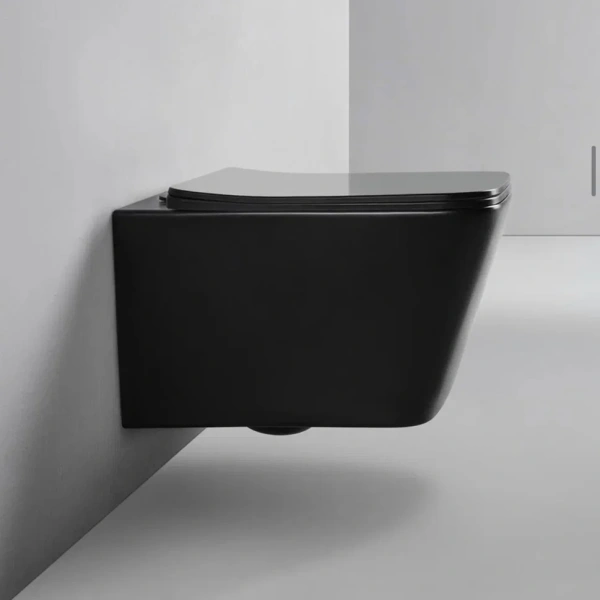 Комплект Унитаз подвесной BOND Cube F04-108 безободковый, с микролифтом, черный + Инсталляция TECE Now 9400414 4 в 1 с кнопкой смыва фото в интернет-магазине «Wasser-Haus.ru»