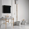 Крышка-сиденье Kerasan Waldorf 418701 белая, с микролифтом, петли золото фото в интернет-магазине «Wasser-Haus.ru»