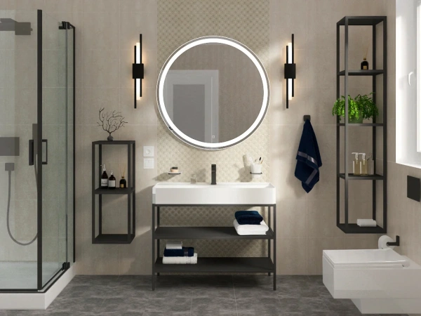 Полка Cezares Cadro 30, четырехъярусная, черные полки-вставки фото в интернет-магазине «Wasser-Haus.ru»