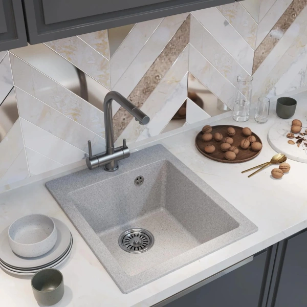 Мойка кухонная Mixline ML-GM14 серая фото в интернет-магазине «Wasser-Haus.ru»