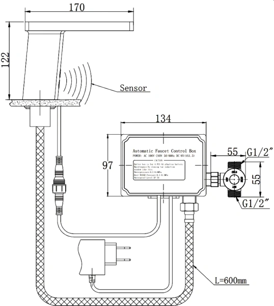 Смеситель для раковины Raiber Sensor RSF88135 сенсорный, хром фото в интернет-магазине «Wasser-Haus.ru»