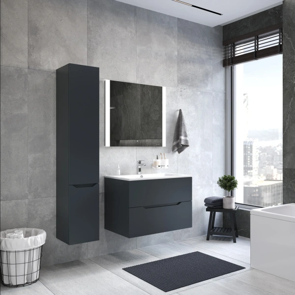 Мебель для ванной AM.PM Tender 80 подвесная, графит фото в интернет-магазине «Wasser-Haus.ru»