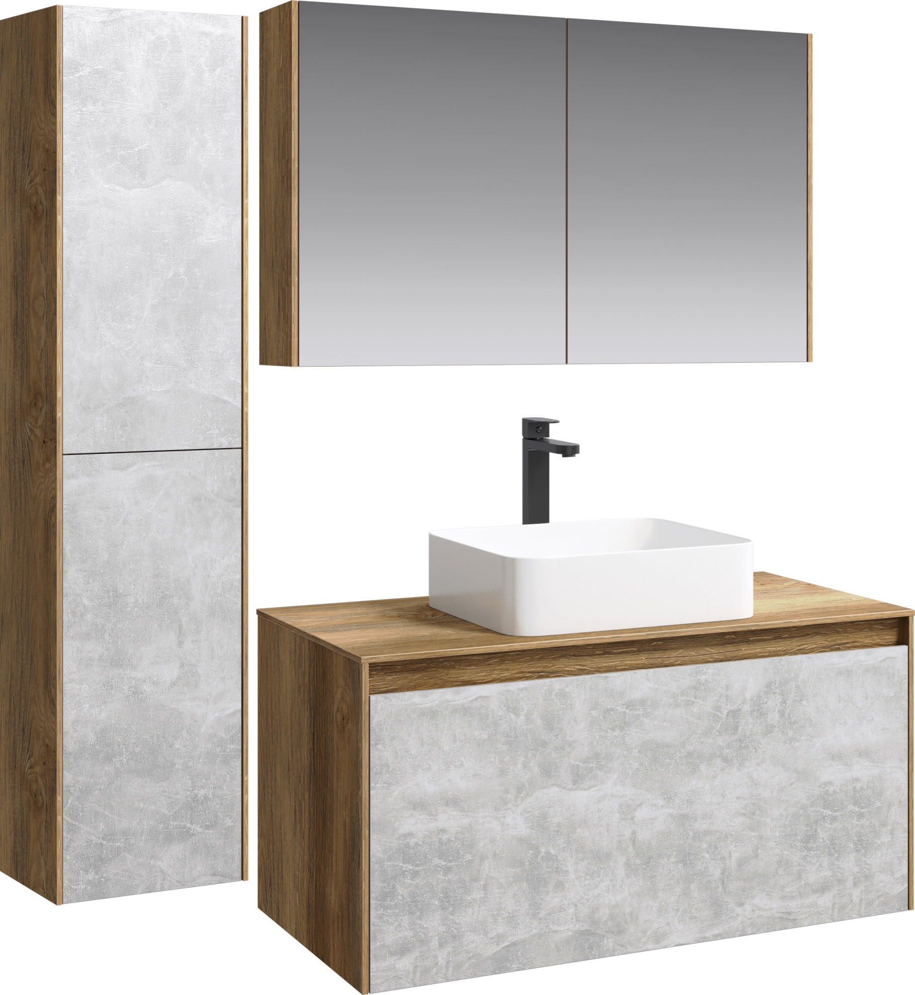 Мебель для ванной Aqwella 5 stars Mobi 100 дуб балтийский, бетон светлый фото в интернет-магазине «Wasser-Haus.ru»