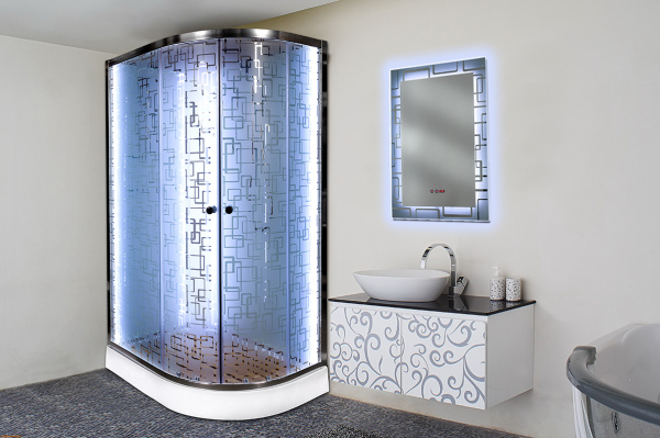 Душевая кабина DTO Em EM1511 L/R N LED 110 x 80 см, без крыши, с Led подсветкой фото в интернет-магазине «Wasser-Haus.ru»