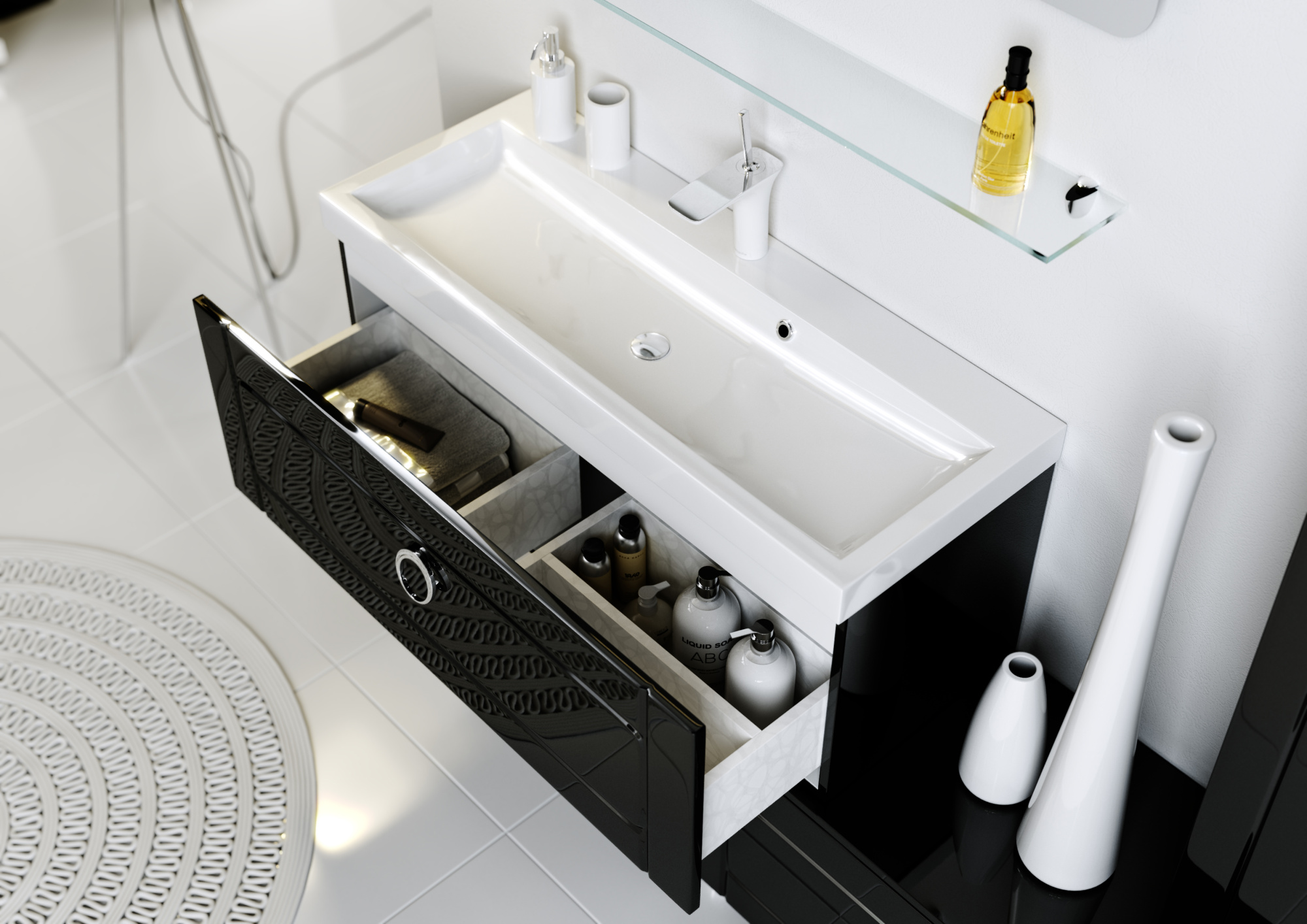 Мебель для ванной Aqwella 5 stars Инфинити 100 черная фото в интернет-магазине «Wasser-Haus.ru»
