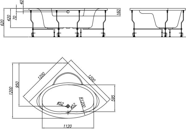 Каркас для ванны Kolpa San Royal 120x120 фото в интернет-магазине «Wasser-Haus.ru»