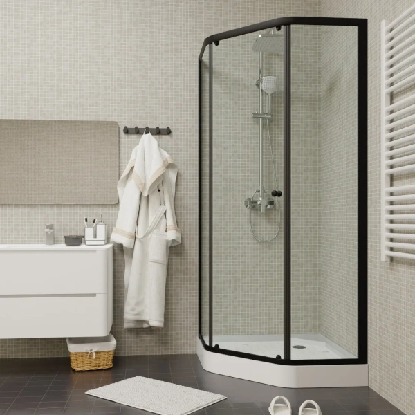 Душевой уголок Parly ZEP91B, 90x90, с поддоном, профиль черный, стекло прозрачное фото в интернет-магазине «Wasser-Haus.ru»