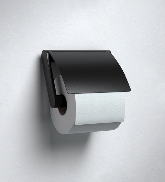 Держатель туалетной бумаги Keuco Plan 14960370000 с крышкой, черный фото в интернет-магазине «Wasser-Haus.ru»