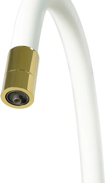 Смеситель для кухни Lemark Comfort LM3075G-White с гибким изливом, золото, белый фото в интернет-магазине «Wasser-Haus.ru»