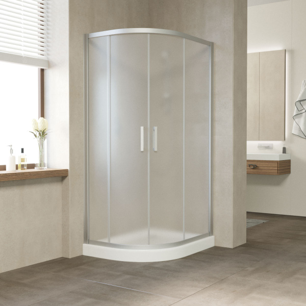 Душевой уголок Vegas Glass ZS-F 100*80 07 10 профиль матовый хром, стекло сатин фото в интернет-магазине «Wasser-Haus.ru»