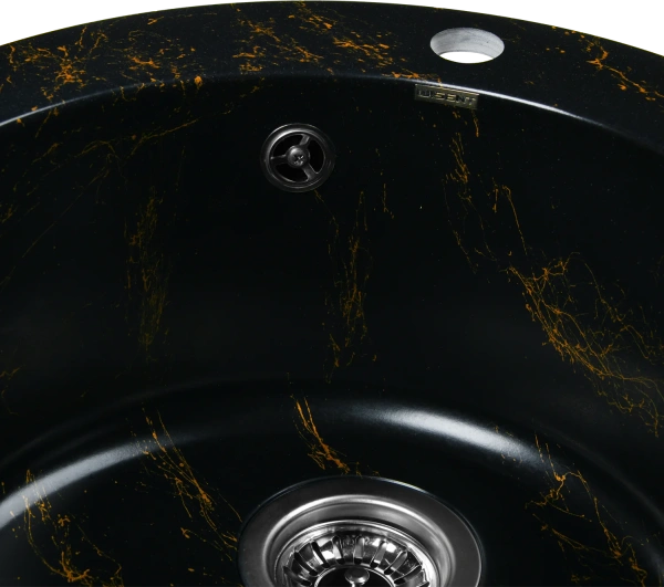 Мойка кухонная Wisent WA04-14 мрамор черно-золотой фото в интернет-магазине «Wasser-Haus.ru»