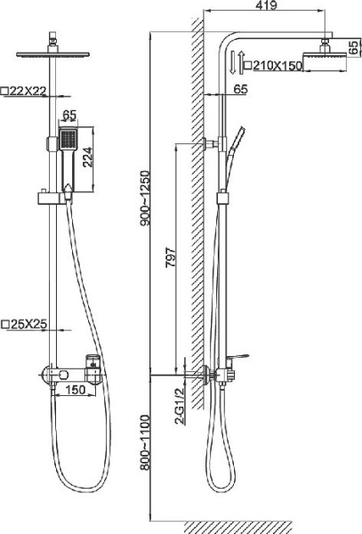 Душевая стойка D&K Speyer Rhein DA1313701A04 фото в интернет-магазине «Wasser-Haus.ru»