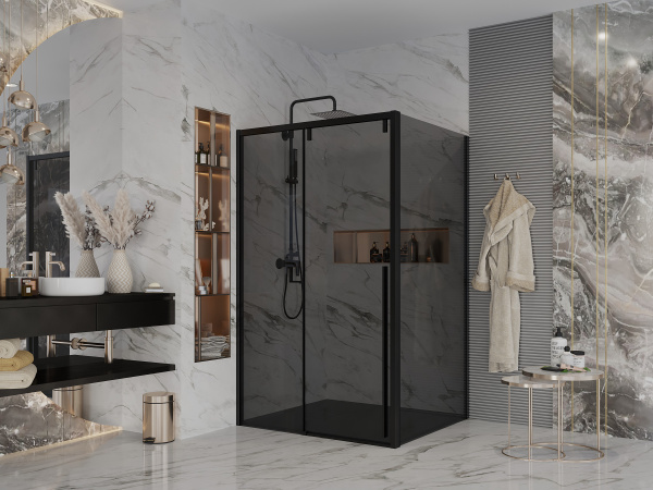 Душевой уголок Ambassador Intense 110022202IBB-110IBB 130х110 см, профиль черный фото в интернет-магазине «Wasser-Haus.ru»
