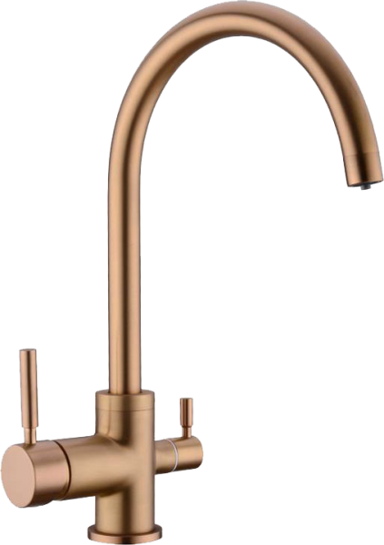 Комплект Мойка кухонная Domaci Равенна PVD DMB-117A медь, 50х50 см, квадратная, встраиваемая, российская + Смеситель DCB 3007 медь + Дозатор 401 медь фото в интернет-магазине «Wasser-Haus.ru»