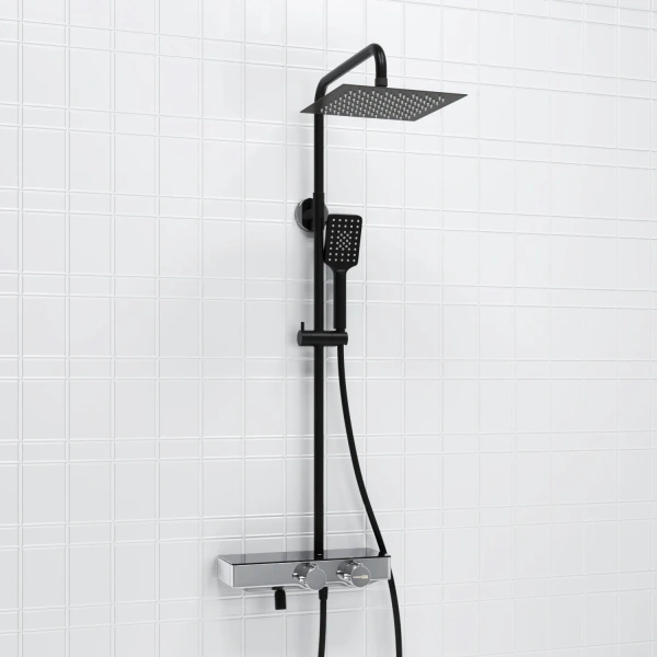 Душевая стойка Wasserkraft Abens 2000 A114.255.130.CB Thermo, с термостатом, черная фото в интернет-магазине «Wasser-Haus.ru»