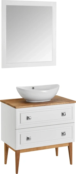 Мебель для ванной ASB-Woodline Каталина 80 белая фото в интернет-магазине «Wasser-Haus.ru»