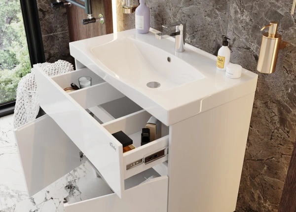 Мебель для ванной Onika Стрим 80.12 белая фото в интернет-магазине «Wasser-Haus.ru»