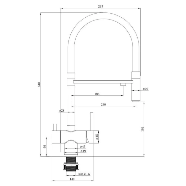 Смеситель для кухни с гибким изливом и подключением фильтра WesnaArt EKO05-160MatBlack, черный фото в интернет-магазине «Wasser-Haus.ru»