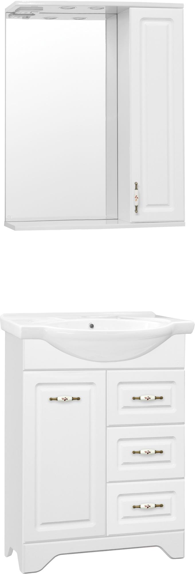 Мебель для ванной Style Line Олеандр-2 65 Люкс 3 ящика, белая фото в интернет-магазине «Wasser-Haus.ru»
