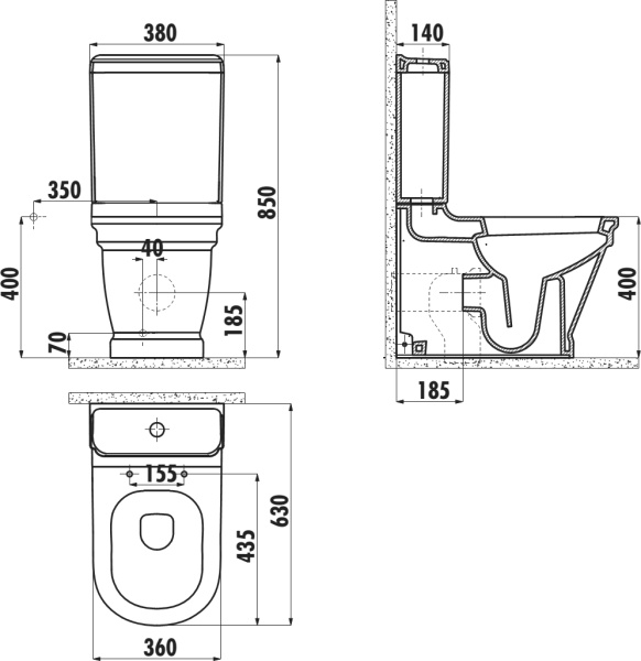 Чаша для унитаза-компакта Creavit Antik AN360 с биде фото в интернет-магазине «Wasser-Haus.ru»