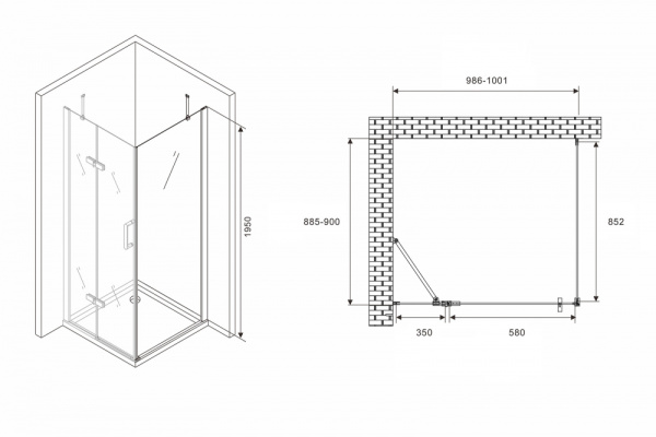 Душевой уголок ABBER Zart AG08100-S91 фото в интернет-магазине «Wasser-Haus.ru»