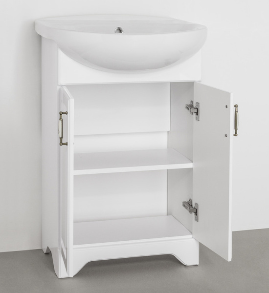 Мебель для ванной Style Line Олеандр-2 55 Люкс, белая фото в интернет-магазине «Wasser-Haus.ru»