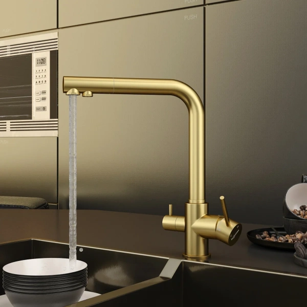 Смеситель для кухни Elghansa Kitchen Pure Water 56A5216-MattGold matt gold фото в интернет-магазине «Wasser-Haus.ru»