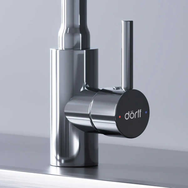 Смеситель для кухни Dorff Logic D3007633 хром, белый, с гибким изливом фото в интернет-магазине «Wasser-Haus.ru»