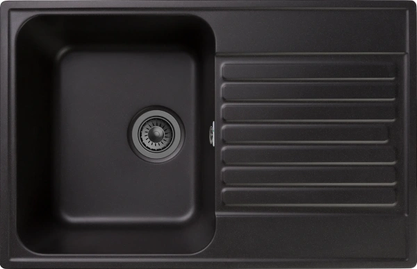 Комплект Мойка кухонная GranFest Quarz Z78 черный + Смеситель ESKO Snake K44 B хром, черный, с гибким изливом фото в интернет-магазине «Wasser-Haus.ru»