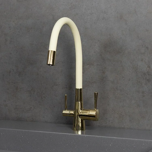 Смеситель для кухни Lemark Comfort LM3075G-Beige с гибким изливом, золото, бежевый фото в интернет-магазине «Wasser-Haus.ru»