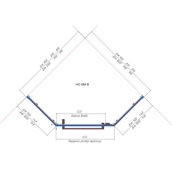 Душевой уголок RGW Hotel HO-084-G 90x90x195 см, профиль золото, стекло матовое фото в интернет-магазине «Wasser-Haus.ru»