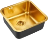 Мойка кухонная Domaci Равенна PVD DMB-127A золотая, 45х45 см,  квадратная, встраиваемая, российская фото в интернет-магазине «Wasser-Haus.ru»