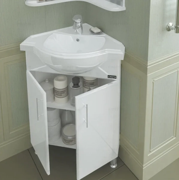 Тумба с раковиной СаНта Аврора угловая фото в интернет-магазине «Wasser-Haus.ru»