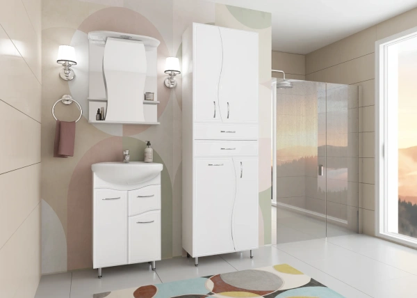 Шкаф-пенал Style Line Эко Волна 60 бельевой корзиной фото в интернет-магазине «Wasser-Haus.ru»