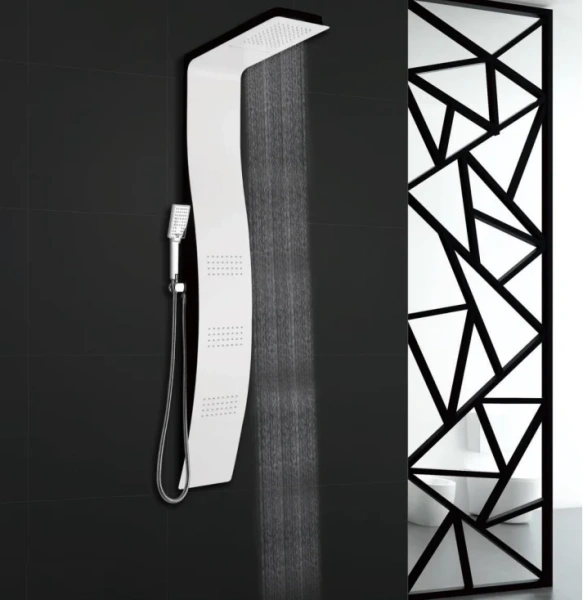 Душевая панель Ceruttispa Arno 9655 с тропическим душем, черная, белая, из нержавеющей стали фото в интернет-магазине «Wasser-Haus.ru»