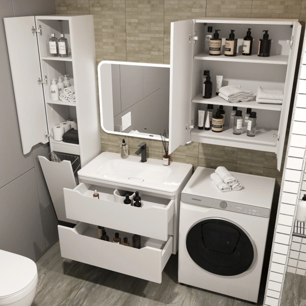 Мебель для ванной Style Line Марелла 80 подвесная, белая матовая фото в интернет-магазине «Wasser-Haus.ru»