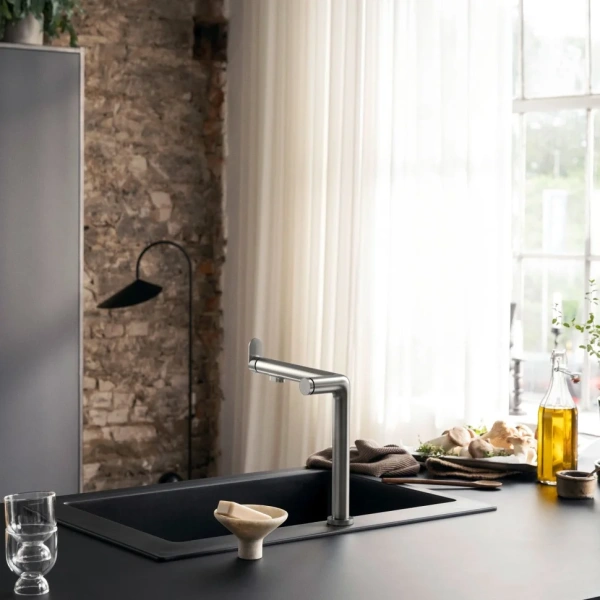 Смеситель для кухни Hansgrohe Aqittura M91 76804800 сталь фото в интернет-магазине «Wasser-Haus.ru»