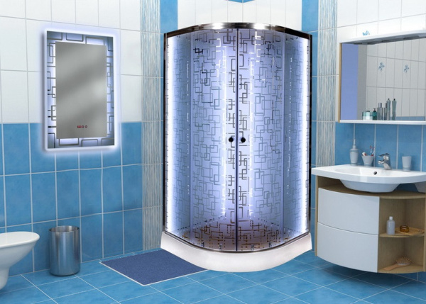 Душевая кабина DTO Em EM1580 N LED 80 x 80 см, без крыши, с Led подсветкой фото в интернет-магазине «Wasser-Haus.ru»