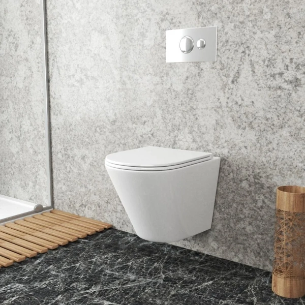 Унитаз подвесной Bauedge Bau Nimb безободковый, с микролифтом, белый фото в интернет-магазине «Wasser-Haus.ru»