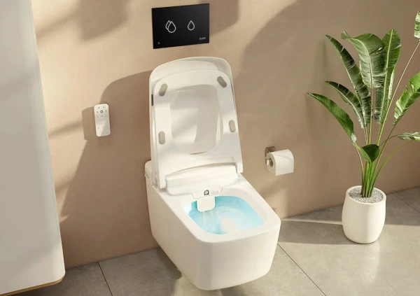Унитаз подвесной VitrA V-Care Prime 7231B403-6216 безободковый, с биде и микролифтом фото в интернет-магазине «Wasser-Haus.ru»