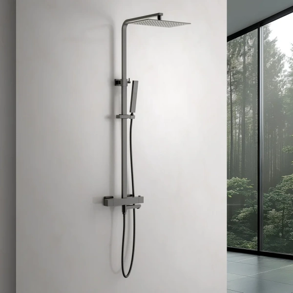 Душевая стойка Timo Tetra-Thermo SX-0169/18, с термостатом, черное золото фото в интернет-магазине «Wasser-Haus.ru»