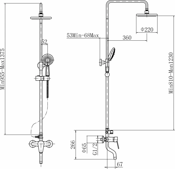 Душевая стойка Plstart PL2402-7 черная фото в интернет-магазине «Wasser-Haus.ru»