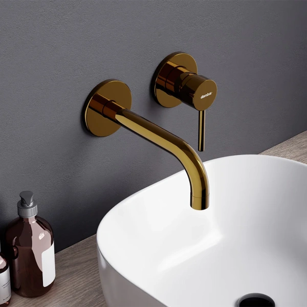Смеситель для раковины Damixa Scandinavian Pure 360260600 С ВНУТРЕННЕЙ ЧАСТЬЮ, золото фото в интернет-магазине «Wasser-Haus.ru»