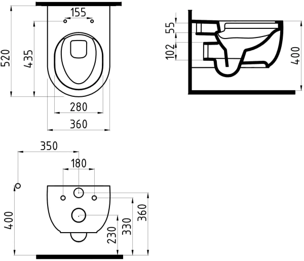 Комплект  Унитаз подвесной Bien Vokha MDKA052N1VP0B7000 безободковый, черный матовый + Система инсталляции VitrA 800-2011 с кнопкой смыва фото в интернет-магазине «Wasser-Haus.ru»