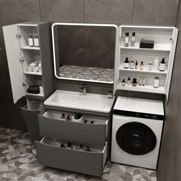 Шкаф Style Line Бергамо Мини Люкс Plus 60 антискрейч серый фото в интернет-магазине «Wasser-Haus.ru»