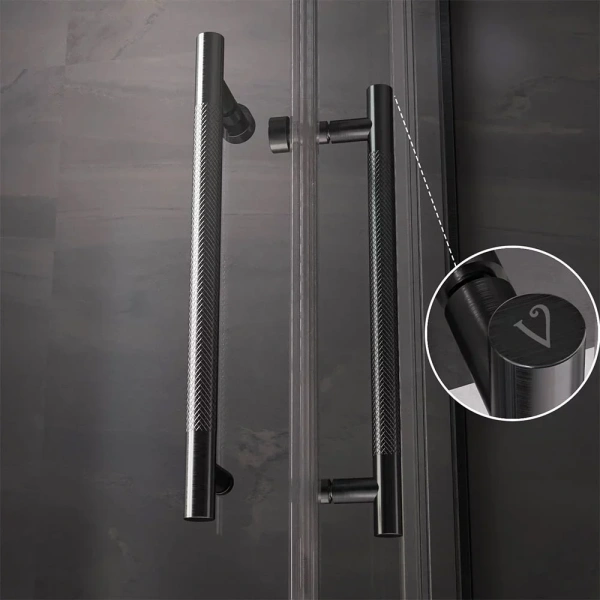 Душевой уголок Veconi Premium Trento PTC-20GR 100x100, профиль брашированный графит, стекло прозрачное фото в интернет-магазине «Wasser-Haus.ru»