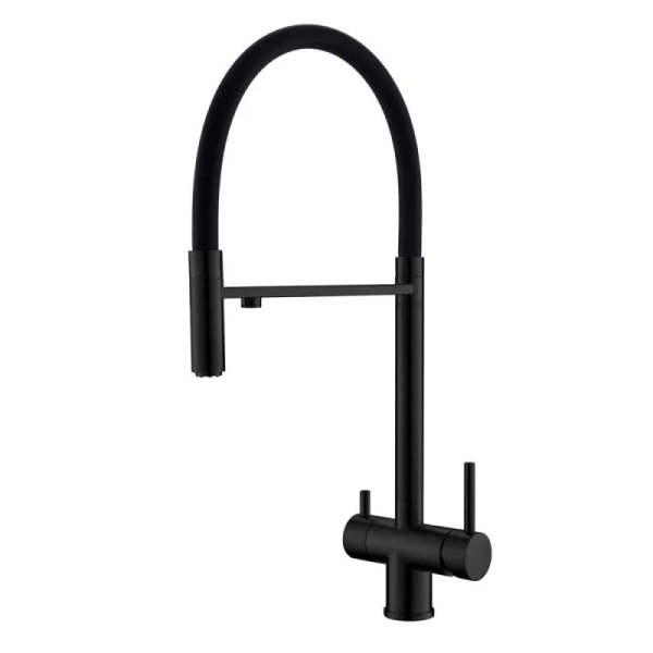 Смеситель для кухни с гибким изливом и подключением фильтра WesnaArt EKO05-160MatBlack, черный фото в интернет-магазине «Wasser-Haus.ru»